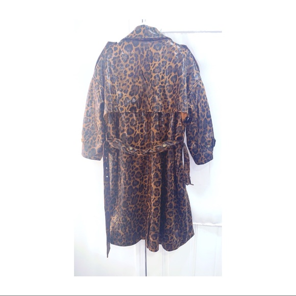 Faux Snakeskin Oversized Pu Trench Coat - Picture 3 of 5